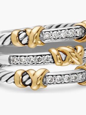 NEW! David Yurman petite Helena Three Row 18 karat gold with Diamonds